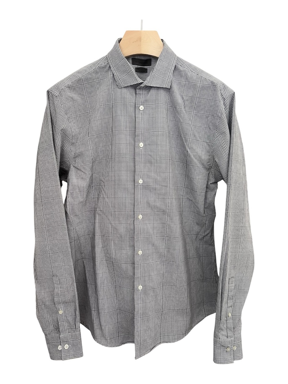 Calvin Klein Men's Black and White Micro-Check Dress Shirt